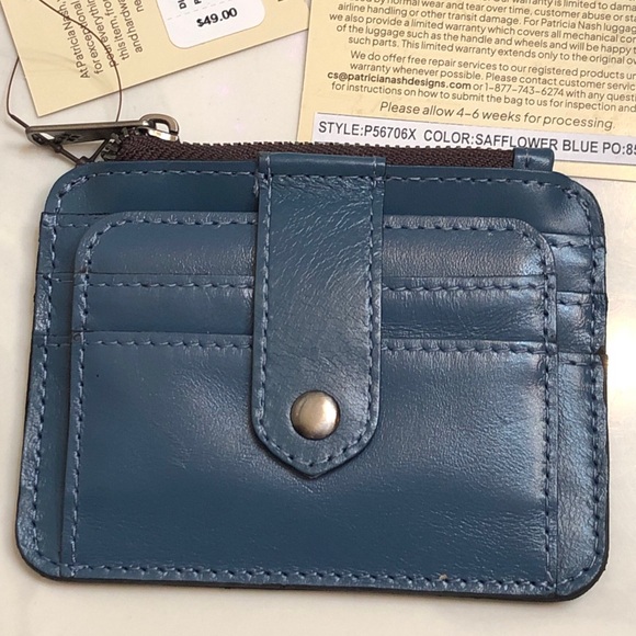 Patricia Nash Cassis Distressed Vintage Leather ID Card Case Safflower Blue NWT - Picture 5 of 16